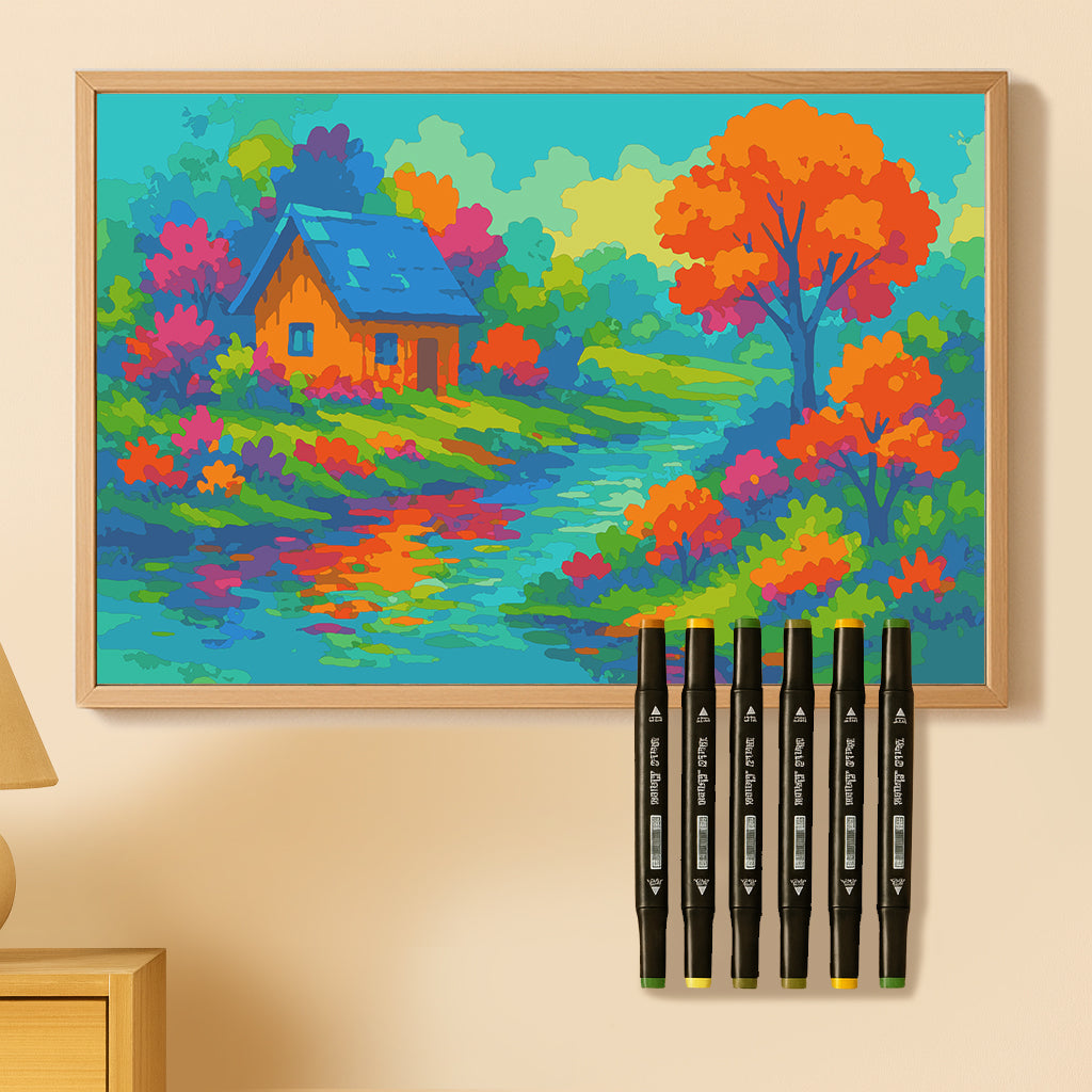 Kit Paint by Number - Casa en el rio (60 x 40cm)