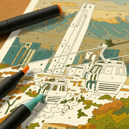 Lámina Paint by Number - Santiago (60 x 40cm) Sin marcadores