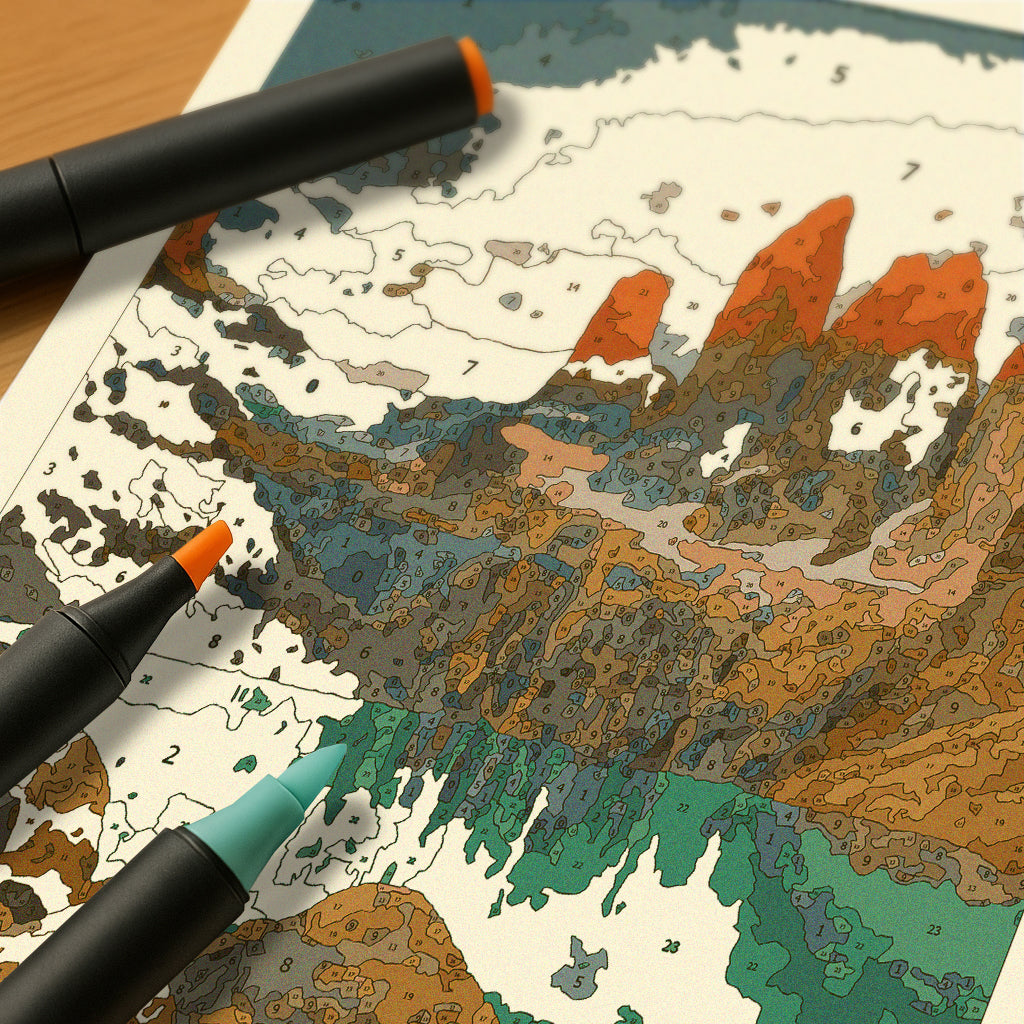 Lámina Paint by Number - Torres del Paine (60 x 40cm) Sin marcadores