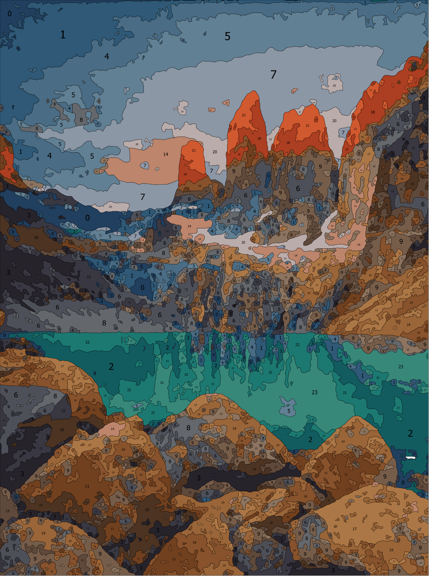 Lámina Paint by Number - Torres del Paine (60 x 40cm) Sin marcadores