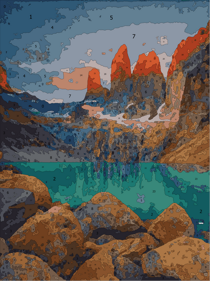 Lámina Paint by Number - Torres del Paine (60 x 40cm) Sin marcadores