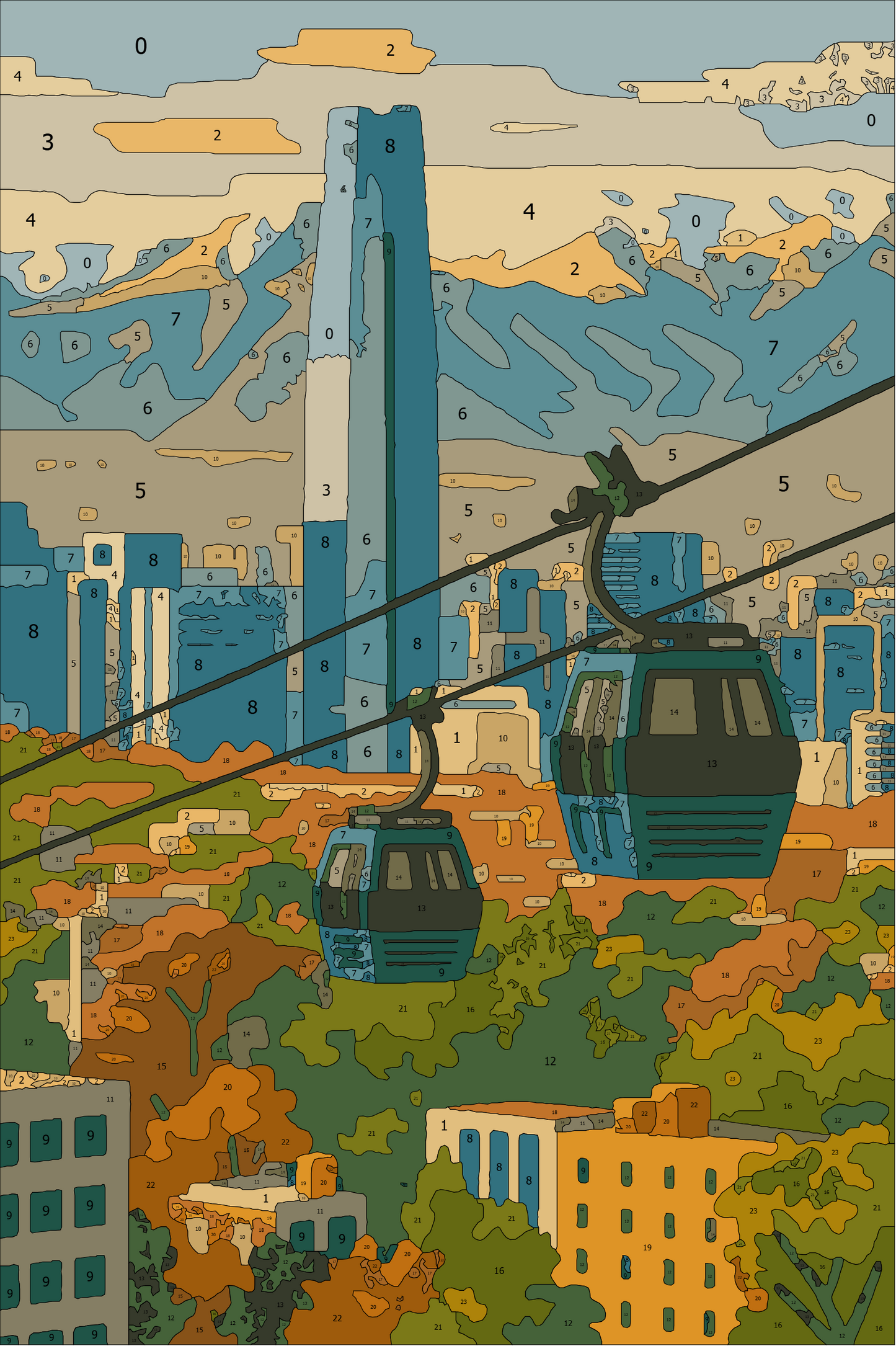 Lámina Paint by Number - Santiago (60 x 40cm) Sin marcadores