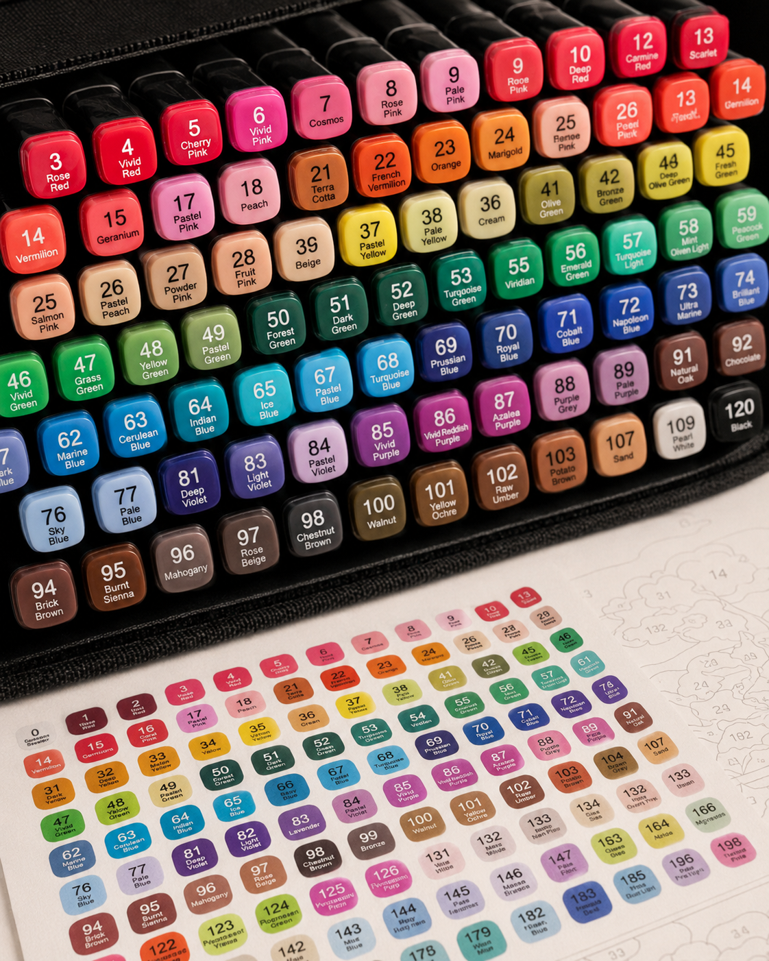 Marcadores dual-tip para Paint by Number, estuche 168 colores y colores individuales